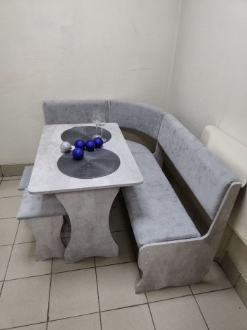 Кухонный уголок Миссия V велюр (цемент) в Купино - mebel154.com