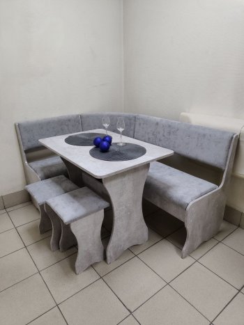 Кухонный уголок Миссия V велюр (цемент) в Купино - mebel154.com